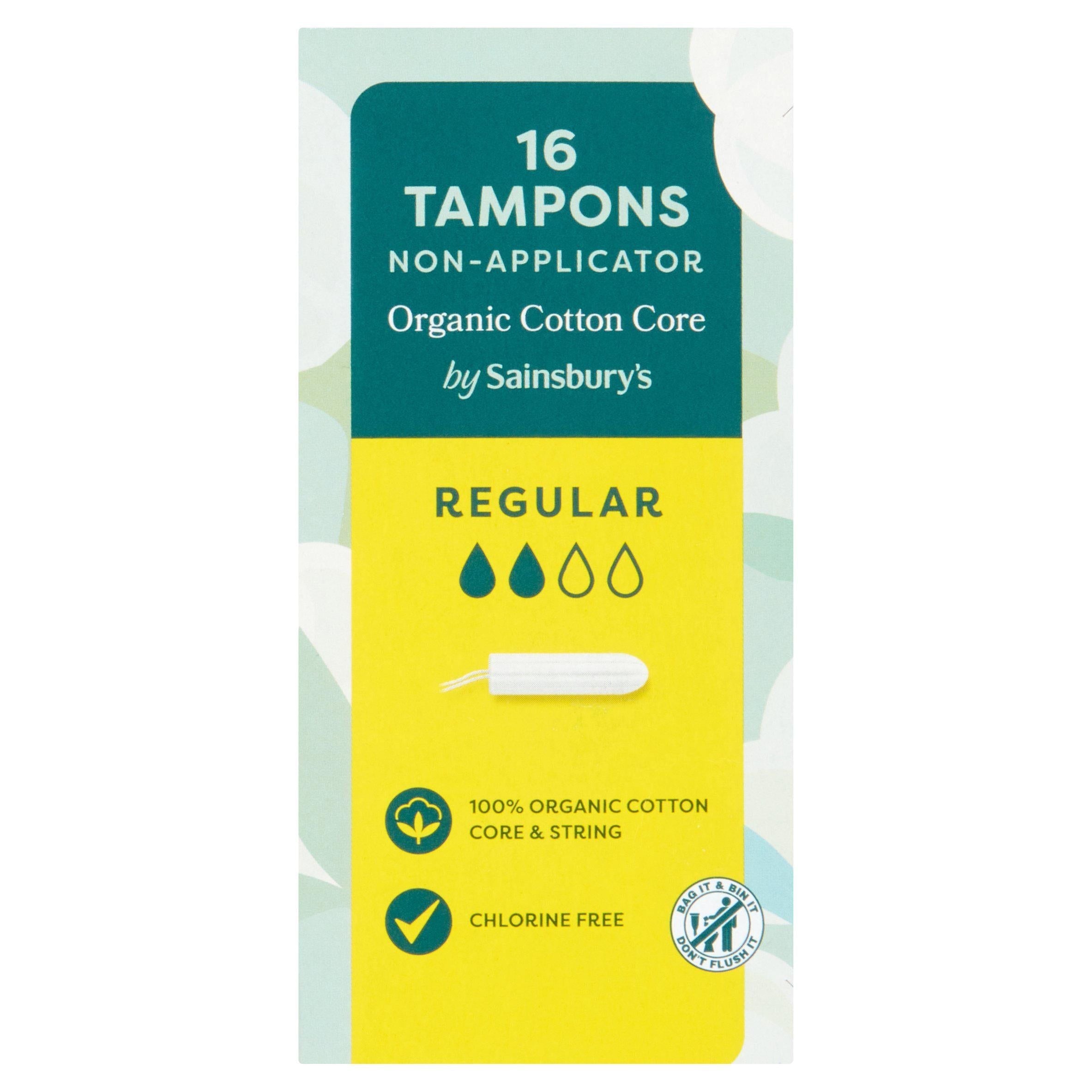 Sainsbury&amp;rsquo;s Organic Cotton Non Applicator Tampons Regular x16