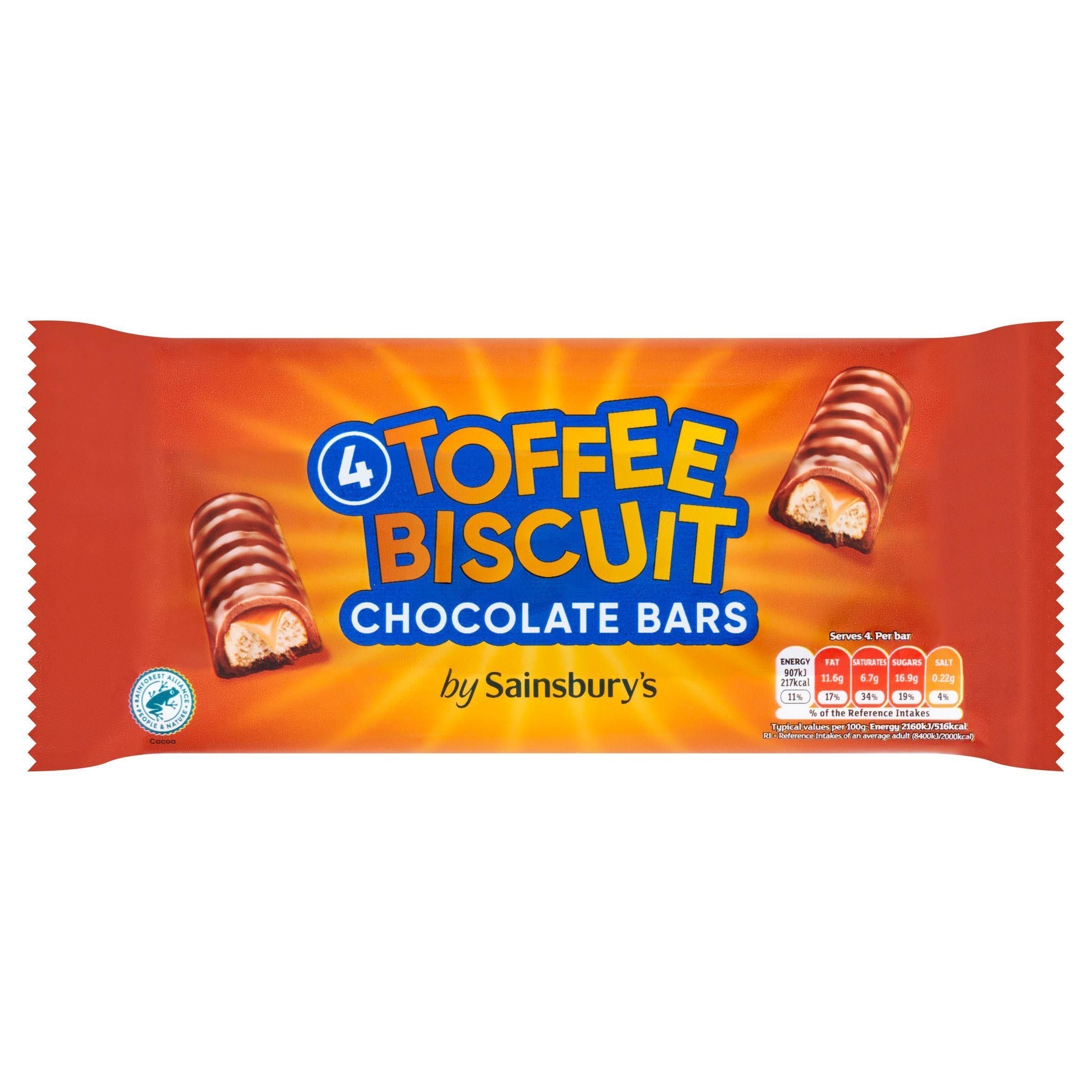 Sainsbury's Toffee Biscuit Chocolate Bars 4x42g