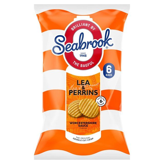 Seabrook Crinkle Cut Lea &amp;amp; Perrins Worcestershire Sauce Crisps   6 x 25g