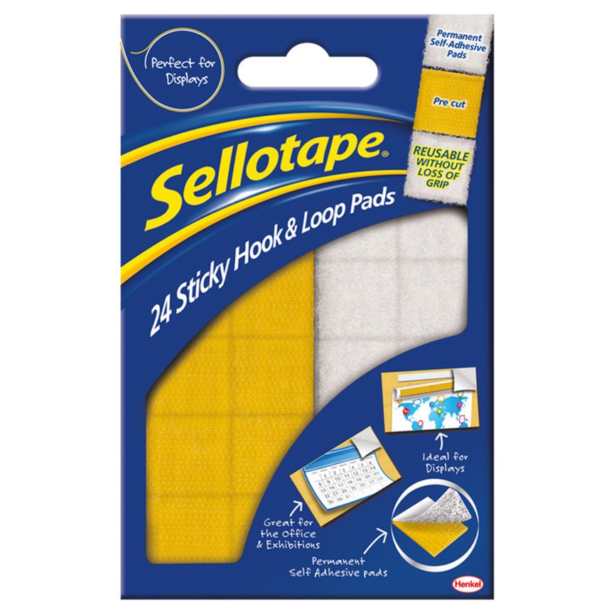 Sellotape 24 Sticky Hook &amp;amp; Loop Pads