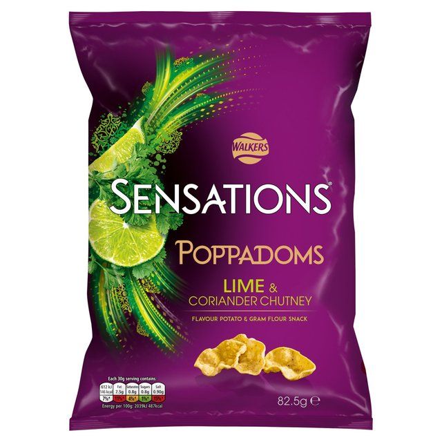 Sensations Lime &amp;amp; Coriander Chutney Sharing Bag Poppadoms   82.5g