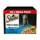 Sheba Fine Flakes Cat Food Pouches Fish In Jelly Mega Pack 40x85g