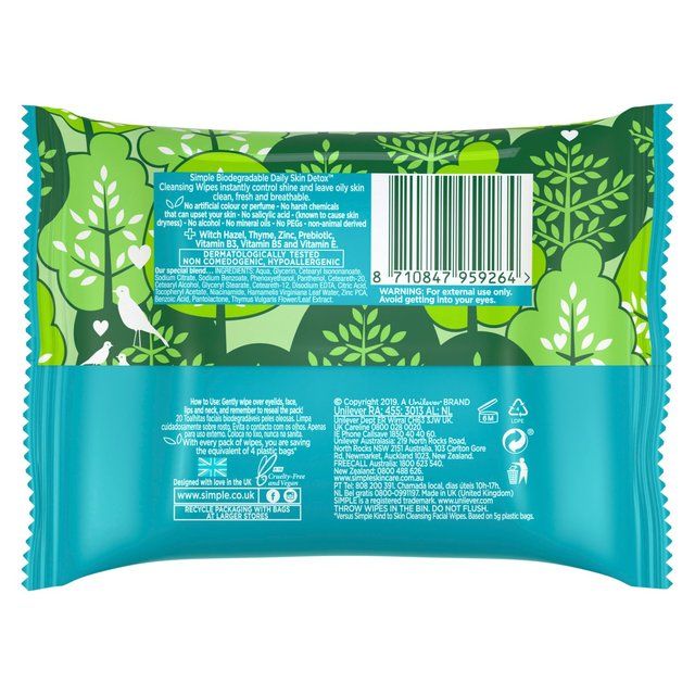 Simple Wipes Daily Detox Matte   20 per pack