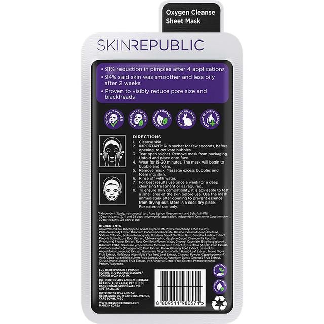 Skin Republic Biodegradable Bubble Purifying -+ Charcoal Sheet Face Mask