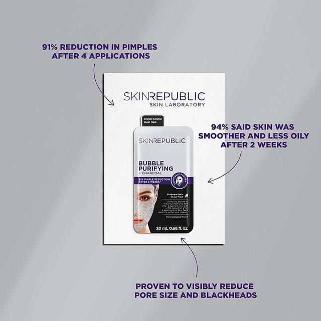 Skin Republic Biodegradable Bubble Purifying -+ Charcoal Sheet Face Mask
